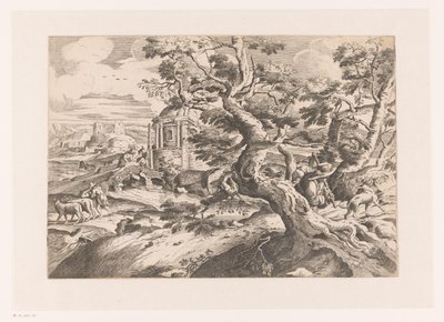 Landschaft mit Reisendem bei einem Baum von Charles Macé