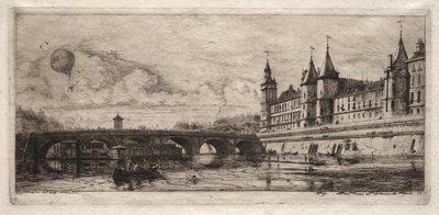 Radierungen von Paris: Die Wechselbrücke von Charles Meryon