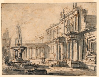 Architektonische Fantasie: Ein Hof von Charles Michel Ange Challe