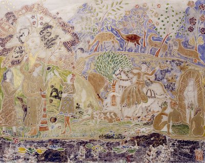 Figuren und Hirsch von Charles Prendergast