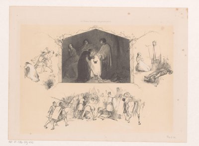 Frau mit Laterne schaut in Tasche von Charles Rochussen
