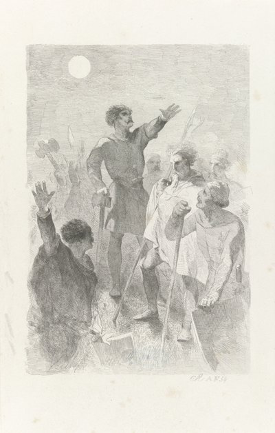 Wilfried umringt von seinen Kriegern von Charles Rochussen