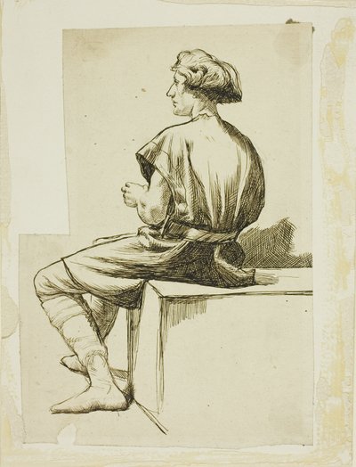 Sitzender Mann in Tunika von Charles Samuel Keene