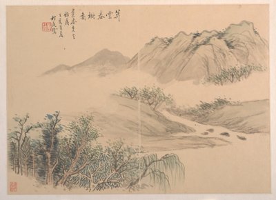 Landschaft, datiert 1827 von Cheng Tinglu