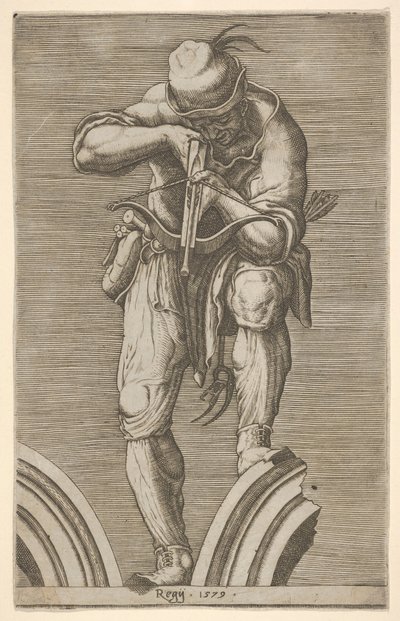 Ein Mann, der eine Armbrust schießt von Cherubino Alberti