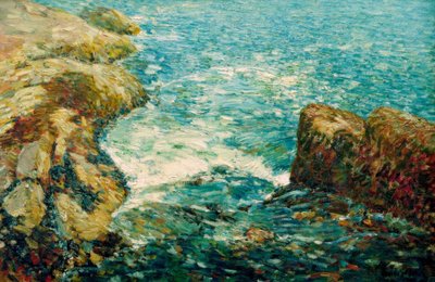 Brandung und Felsen von Childe Hassam