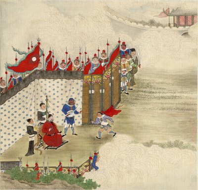Chinesischer Prinz empfängt Kurier, ca. 1820 von Chinese Master