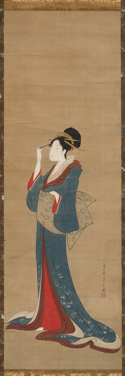 Schönheit ersetzt ihre Haarnadel von Chobunsai Eishi