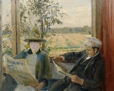 Oda liest die Zeitung Verdens Gang von Christian Krohg