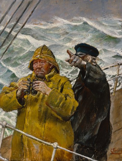 Auf der Wache (Öl auf Leinwand) von Christian Krohg