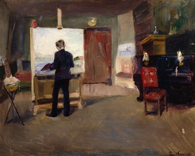 Der Maler Nils Hansteen im Atelier von Christian Krohg