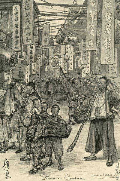 Straßenszene, Kanton, China von Christian Wilhelm Allers