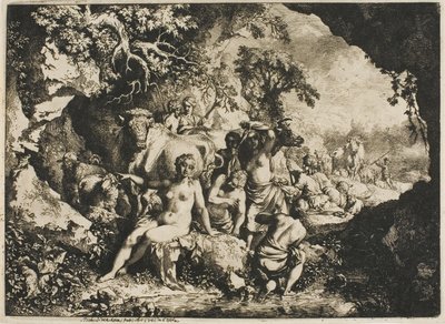 Nymphen baden in der Nähe einer Höhle von Christian Wilhelm Ernst Dietrich