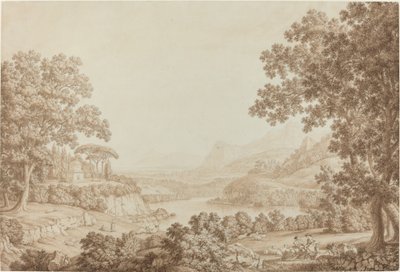 Arkadische Landschaft mit einem Mausoleum von Christoph Heinrich Kniep