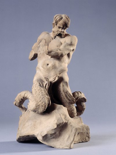 Triton. Steinskulptur von Christophe Veyrier