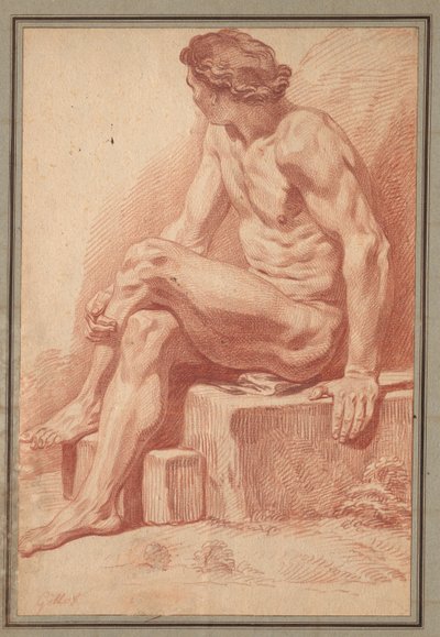 Sitzender männlicher Akt, 1693-1695 von Claude Gillot