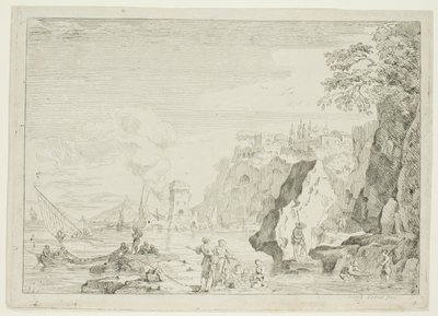 Der Strand mit dem großen Turm von Claude Joseph Vernet