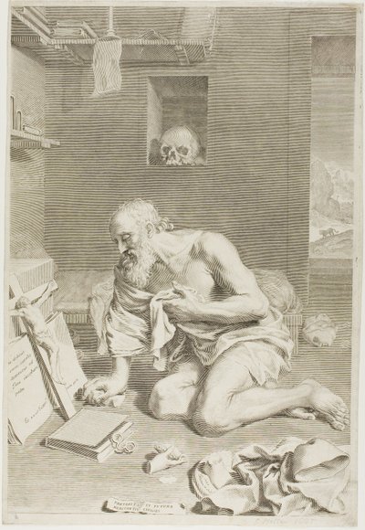 St. Hieronymus betend von Claude Mellan