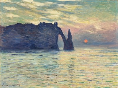 Felsen, Étretat, Sonnenuntergang von Claude Monet