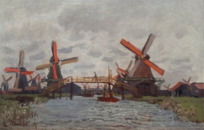 Mühlen in Westzijderveld bei Zaandam von Claude Monet