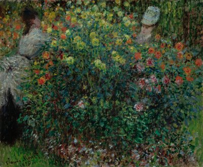 Zwei Frauen unter den Blumen von Claude Monet