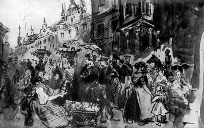 Eine Straße im Elsass, 19. Jahrhundert von Constantin Guys