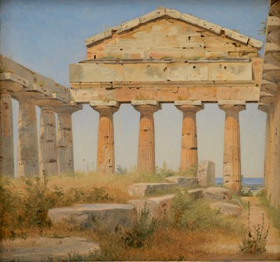 Der Tempel der Athena in Paestum, 1838 von Constantin Hansen