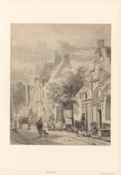 Straßenszene in Harderwijk von Cornelis Springer