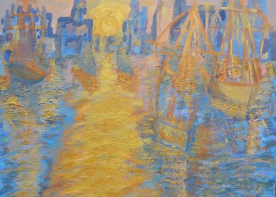 Londoner Skyline, Großsegler und Thames Barrier von Cosima Duggal