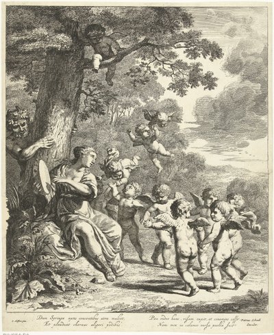 Pan und Syrinx mit tanzenden Putti von Dancker Danckerts