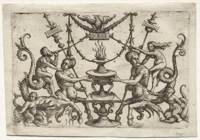 Ornament mit Sirene und Triton von Daniel I Hopfer