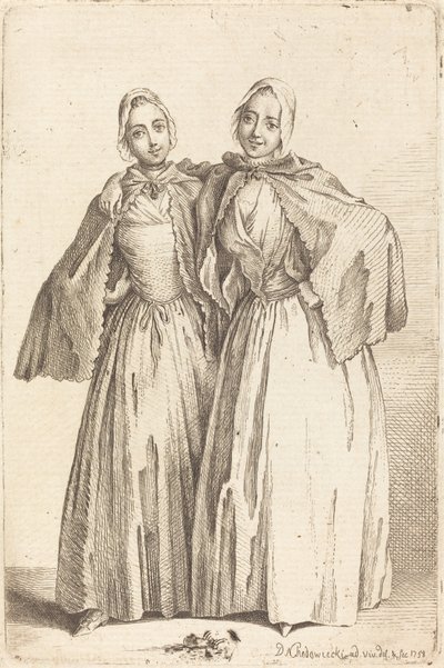 Zwei stehende Damen (Demoiselles Quantin) von Daniel Nikolaus Chodowiecki