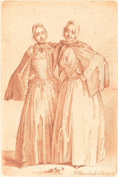 Zwei stehende Damen von Daniel Nikolaus Chodowiecki