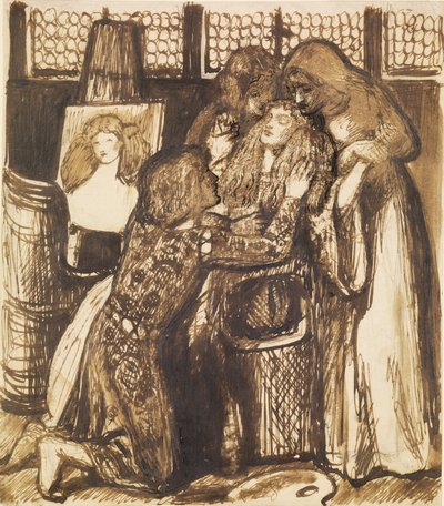 Bonifazios Geliebte - Kompositionsstudie von Dante Gabriel Charles Rossetti