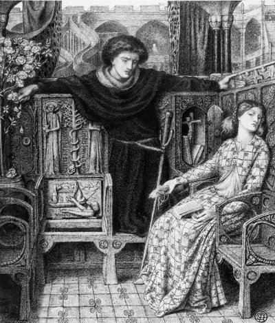 Hamlet und Ophelia (1858) von Dante Gabriel Charles Rossetti