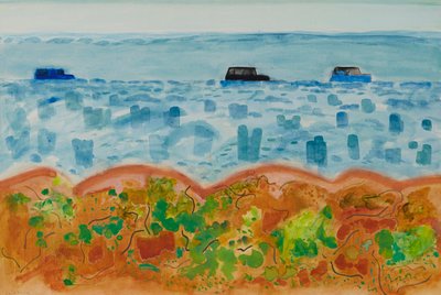 Autos und Salzbusch, Australien von David Alan Redpath Michie