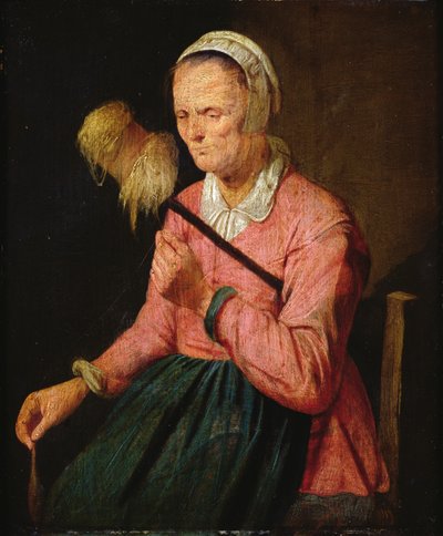 Frau mit Spinnrocken von David III Ryckaert