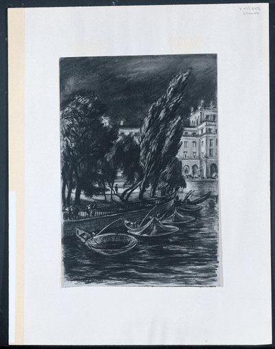 Stürmische Nacht, Stockholm von David Muirhead Bone