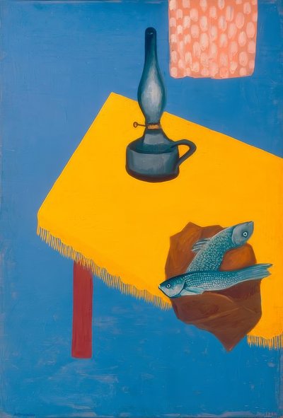 Stilleben mit Lampe und Heringen von David Petrowitsch Sterenberg