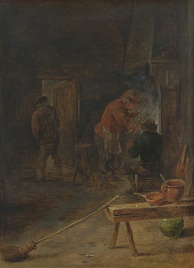 Bauern um einen Kamin von David Teniers the Younger