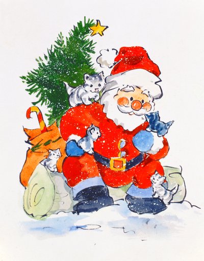 Weihnachtsmann und Kätzchen, 1996 von Diane Matthes