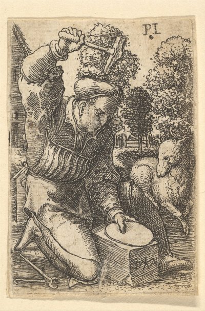 Der Schmied, 1520-25 von Dirck Vellert