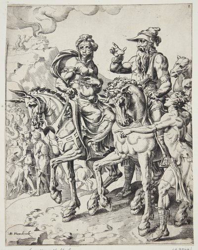 Abraham und Sarah betreten Ägypten von Dirck Volckertsz. Coornhert