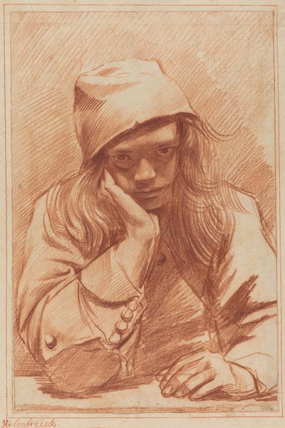 Selbstporträt (Rötel) von Dirk Theodor Helmbrecker