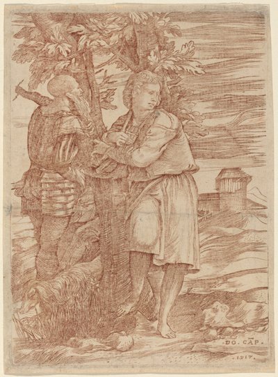 Der Hirte und der alte Krieger von Domenico Campagnola