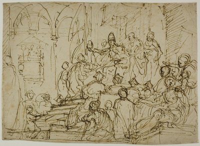 Thronender König mit Begleitern von Domenico Cresti