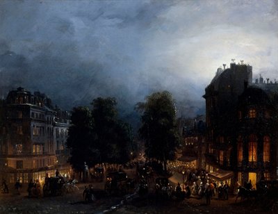 Boulevard des Italiens bei Nacht, ca. 1835 von Domenico Ferri