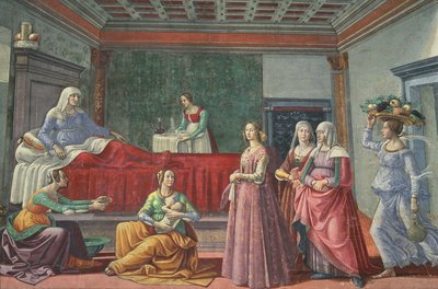 Die Geburt des Heiligen Johannes des Täufers von Domenico Ghirlandaio