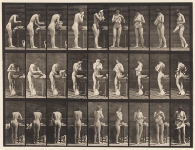 Tafel 412. Waschen, Gesicht abwischen und sich umdrehen von Eadweard Muybridge