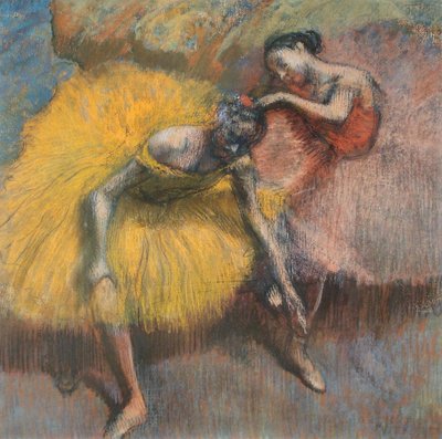 Zwei Tänzerinnen in Gelb und Rosa von Edgar Degas